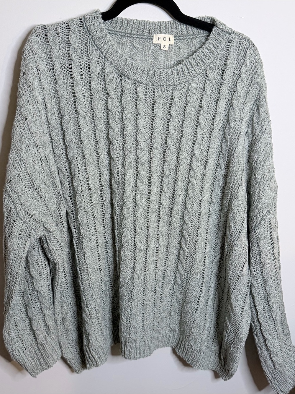 POL Sweater - Light Sage Cable Knit Women's Sweater